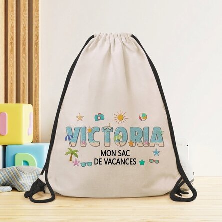Sac à dos personnalisé avec prénom et message - Vacances d