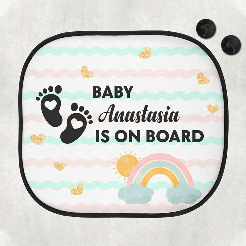Pare-soleil de voiture personnalisé avec message - « Baby on board »
