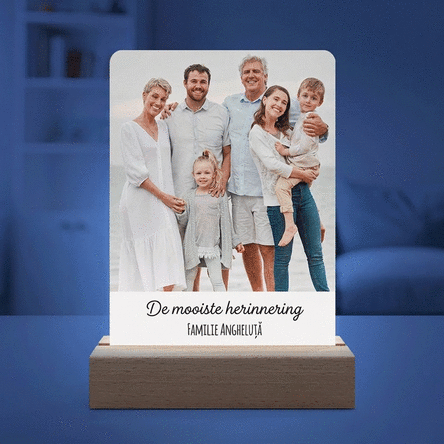Gepersonaliseerde LED-nachtlamp met foto en boodschap