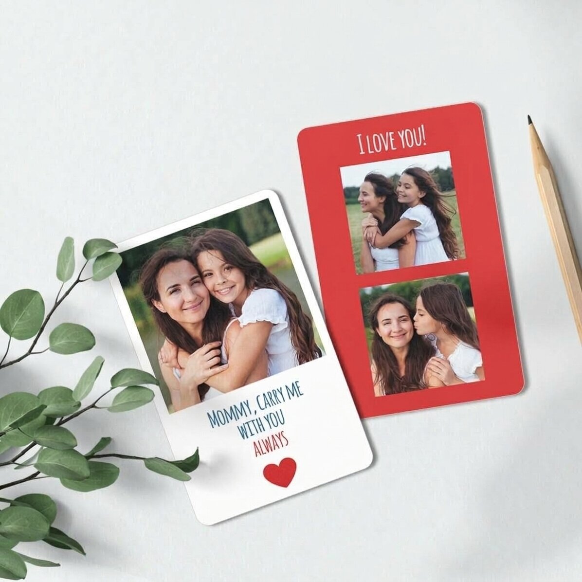 Carte en aluminium personnalisée recto-verso avec 3 photos et un message