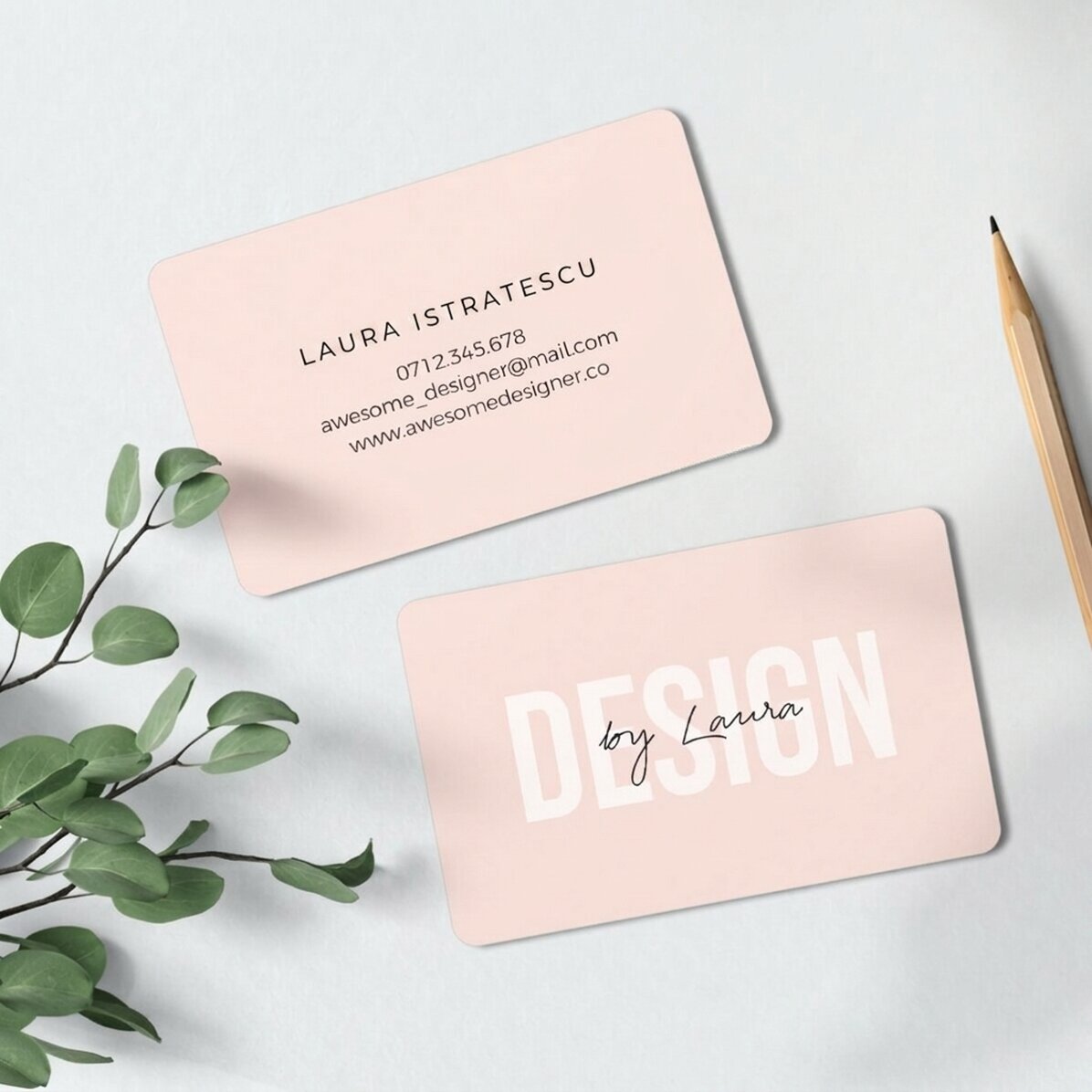 Gepersonaliseerd aluminium visitekaartje, voor- en achterzijde bedrukt met tekst - SIMPLE