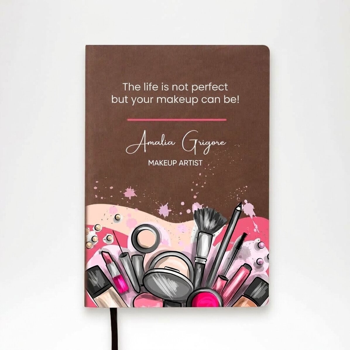 Gepersonaliseerde leren agenda in kleur met tekst - Makeup Artist