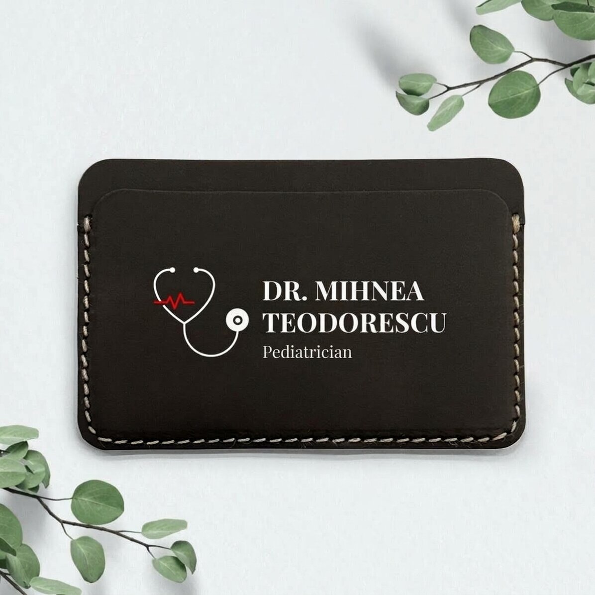 Gepersonaliseerde gekleurde leren portemonnee met tekst - Medic