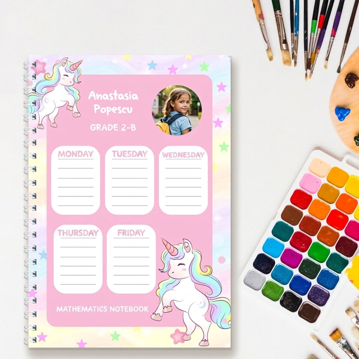 Gepersonaliseerde notitieboekjes met foto en tekst - Orar Unicorni