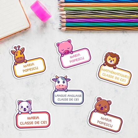 Lot de 12 autocollants (étiquettes adhésives) personnalisés pour l