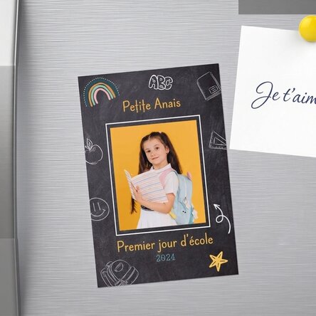 Aimant personnalisé de 10 x 15 cm avec une photo et un texte - École