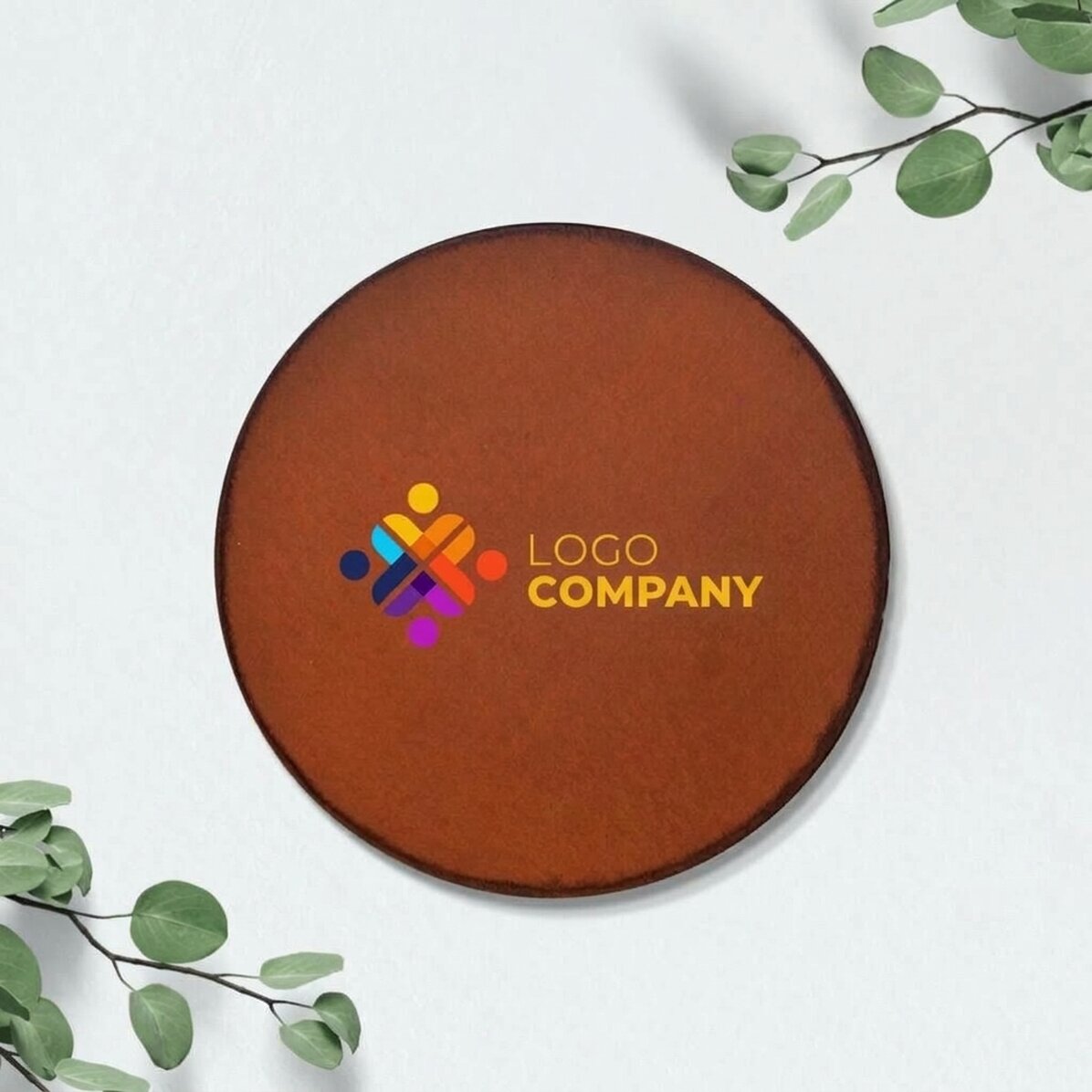 Gepersonaliseerde, gekleurde onderzetter van leer met logo
