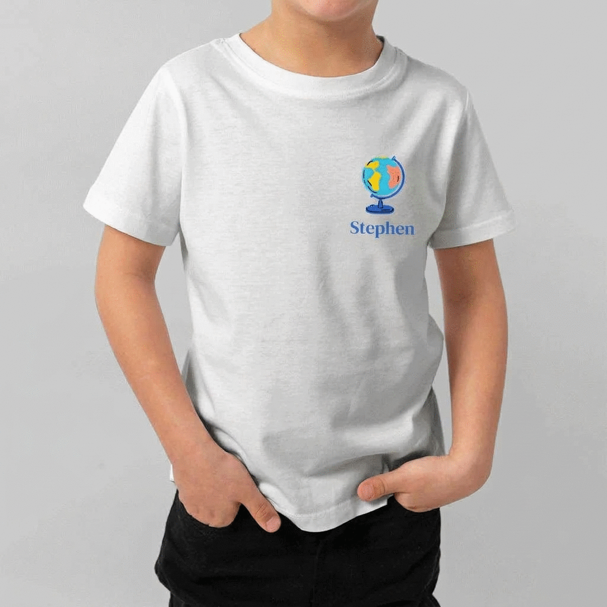Katoenen T-shirt voor kinderen, gepersonaliseerd met naam, voor school
