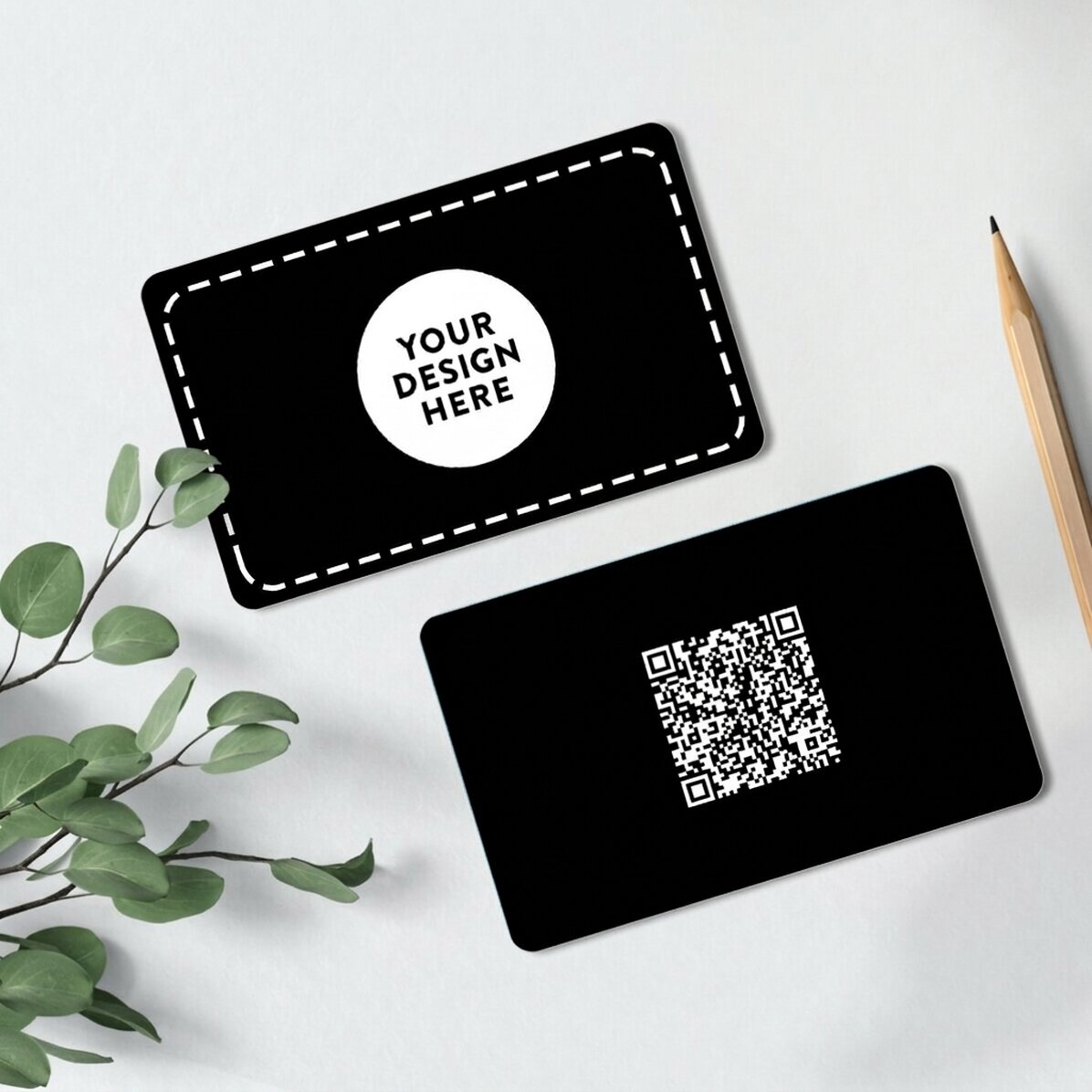 Gepersonaliseerd aluminium visitekaartje, voor- en achterzijde, met QR-code en jouw ontwerp - Contac