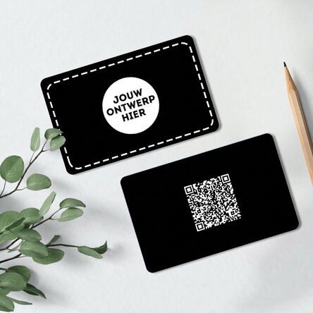 Gepersonaliseerd aluminium visitekaartje, voor- en achterzijde, met QR-code en jouw ontwerp - Contac
