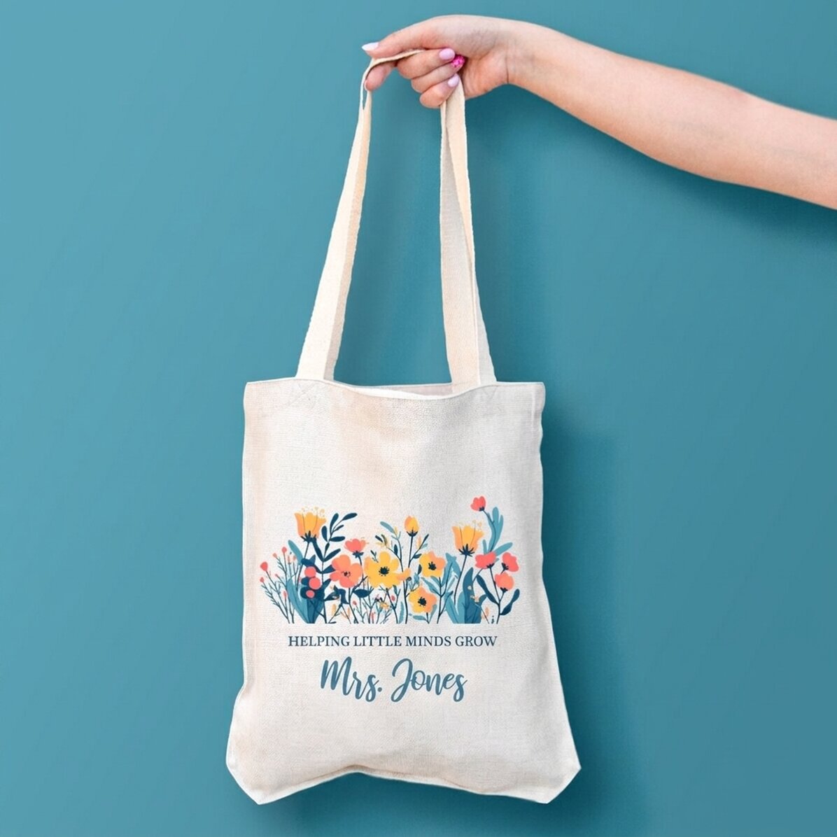 Gepersonaliseerde tas met tekst - Bloemen