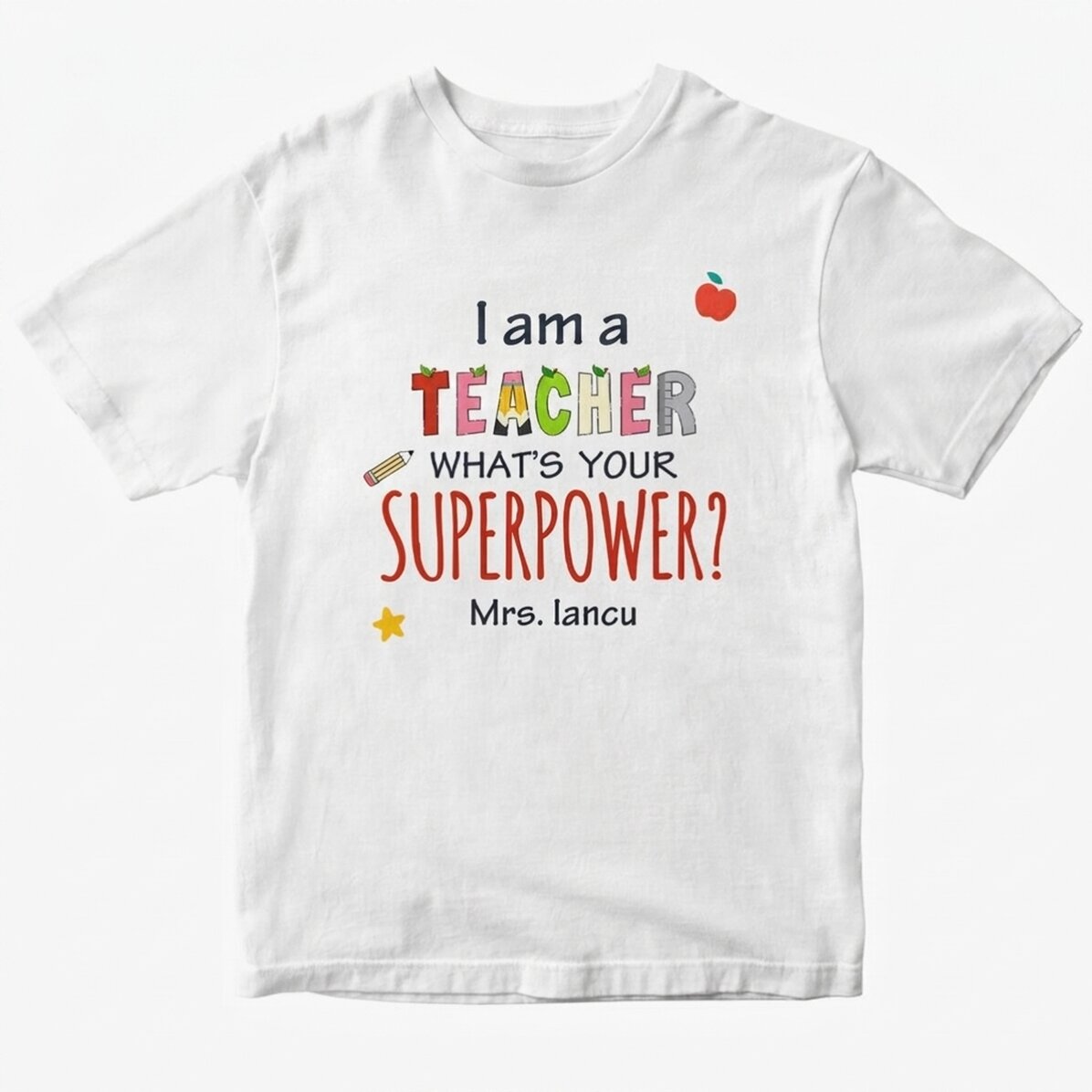 Katoenen T-shirt met gepersonaliseerde tekst - Superpower