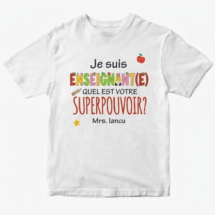 T-shirt en coton personnalisé avec un texte - Superpower
