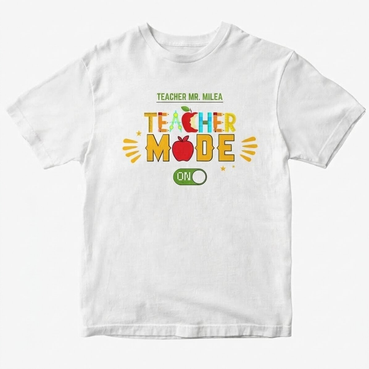 Katoenen T-shirt met gepersonaliseerde tekst - Teacher mode on