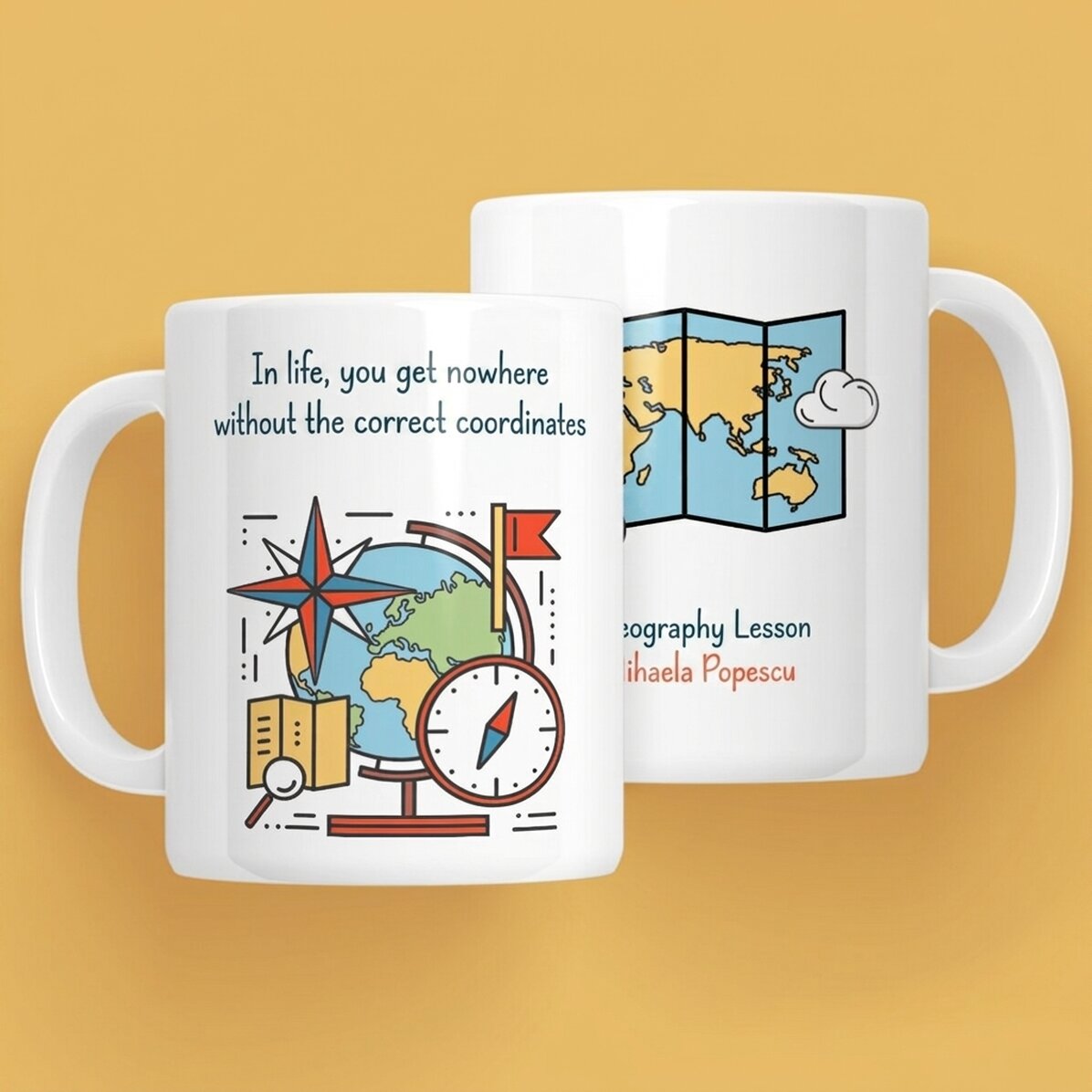 Tasse personnalisée avec message - Professeure de géographie