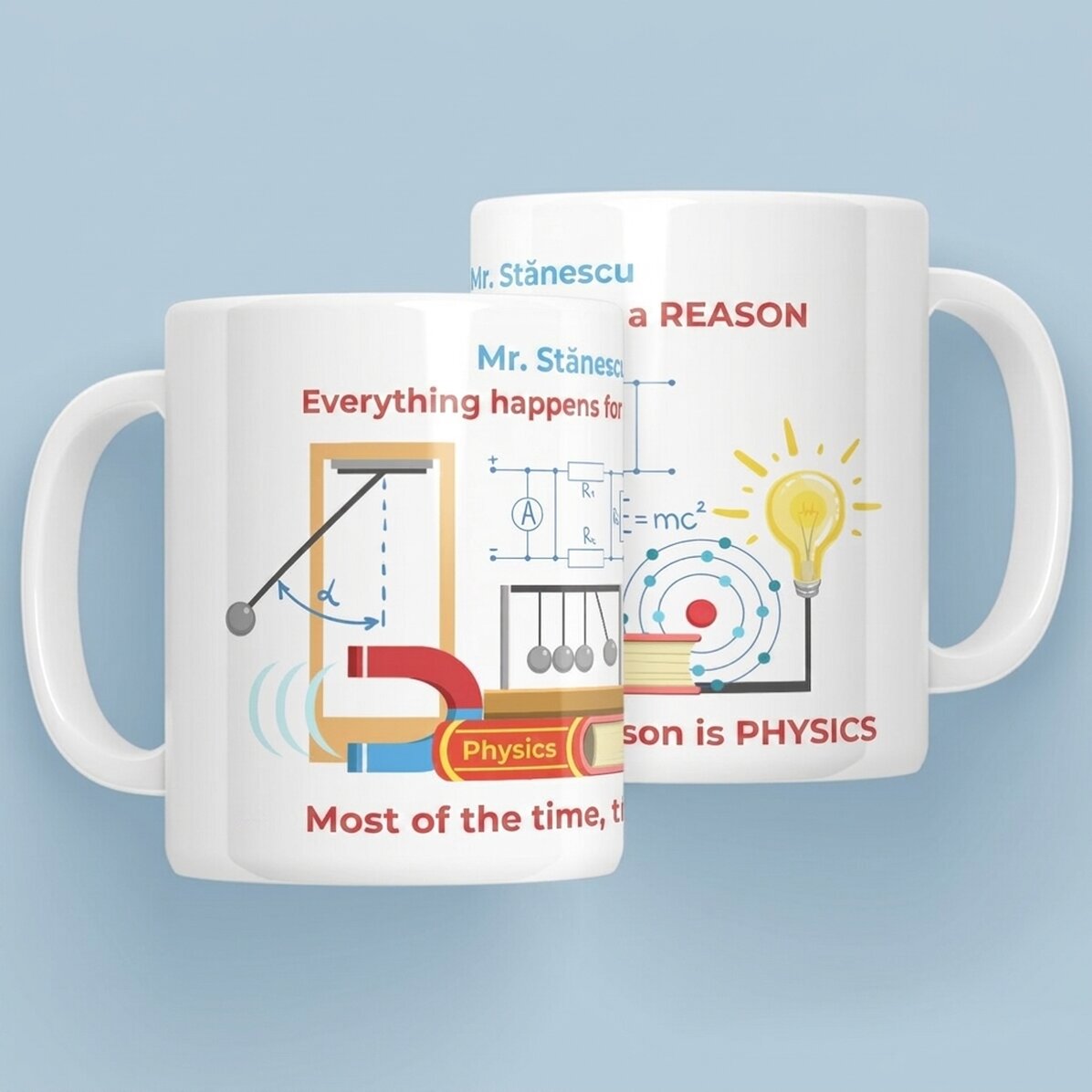 Tasse personnalisée avec message - Professeur de physique