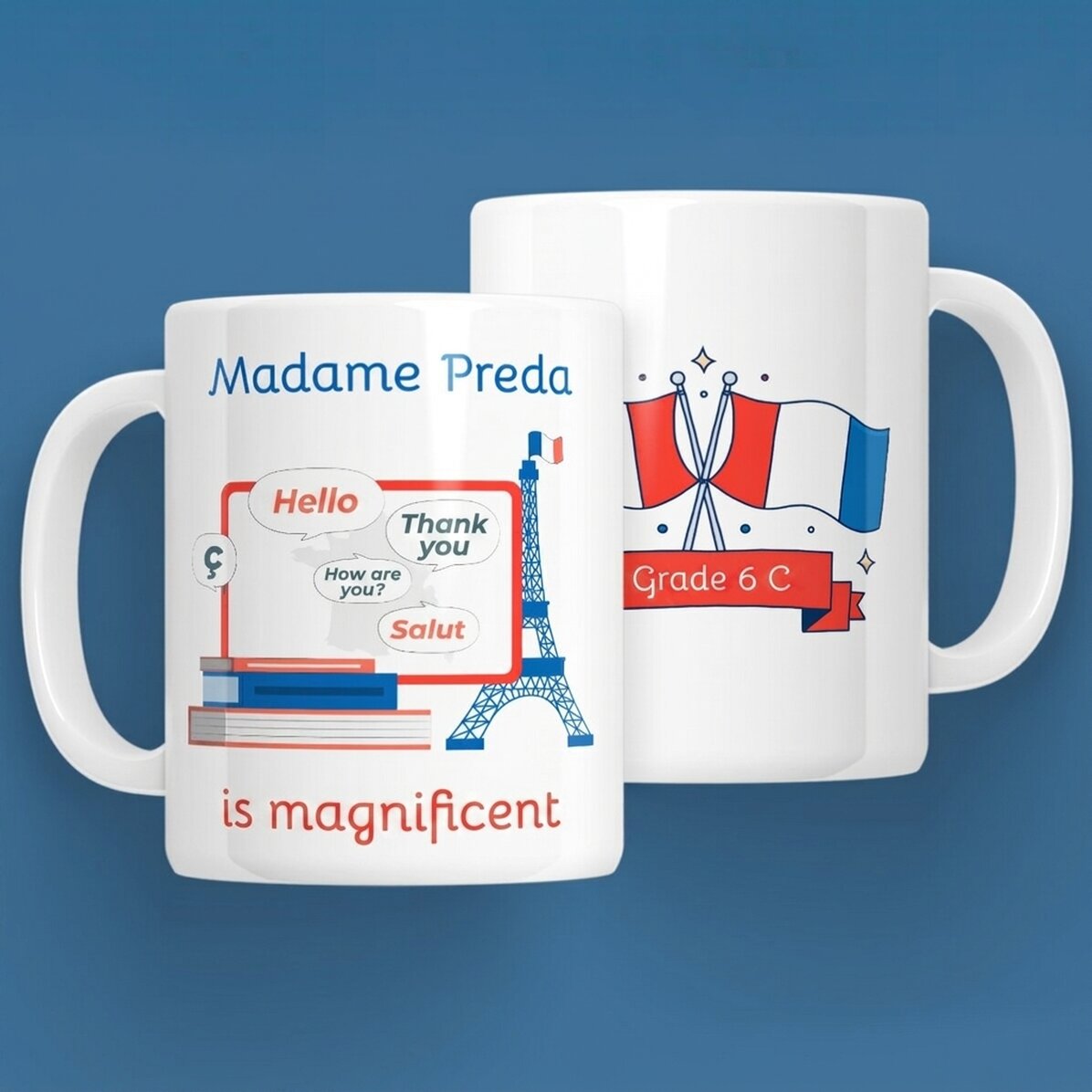 Tasse personnalisée avec message - Professeure de français