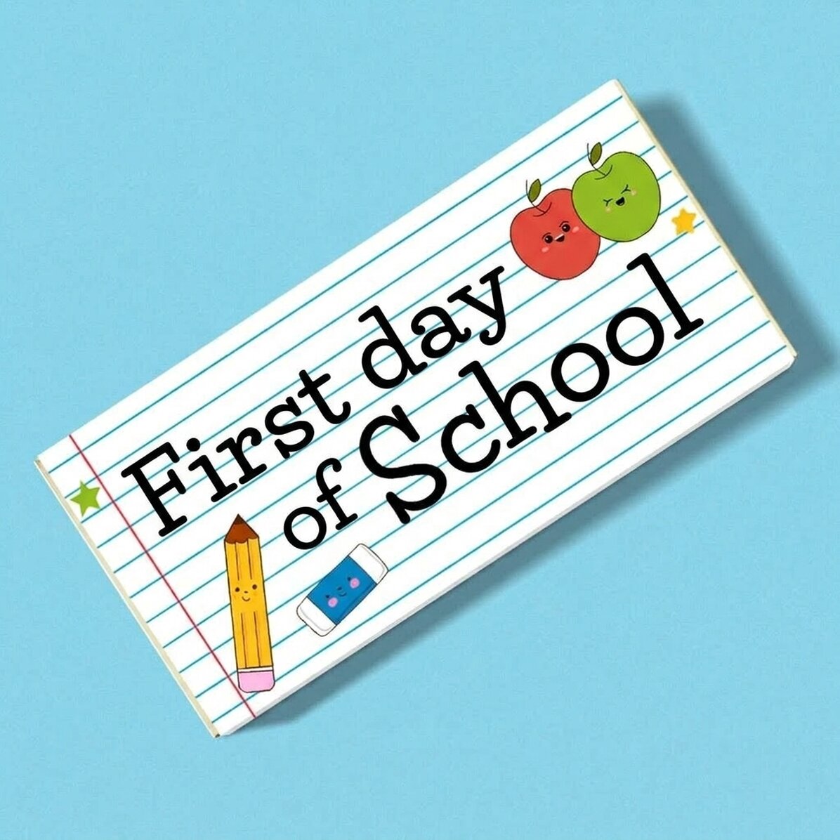 Chocolade met gepersonaliseerde tekst - Eerste schooldag