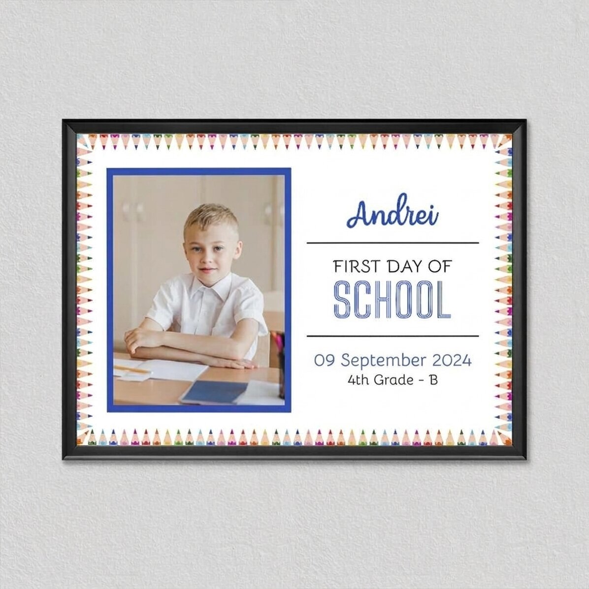 Gepersonaliseerd schilderij met tekst en 1 foto - Back to School
