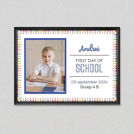 Gepersonaliseerd schilderij met tekst en 1 foto - Back to School