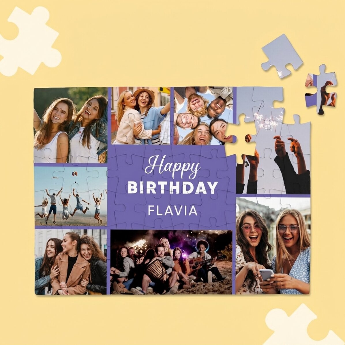 Puzzle personnalisé avec 8 photos et un texte