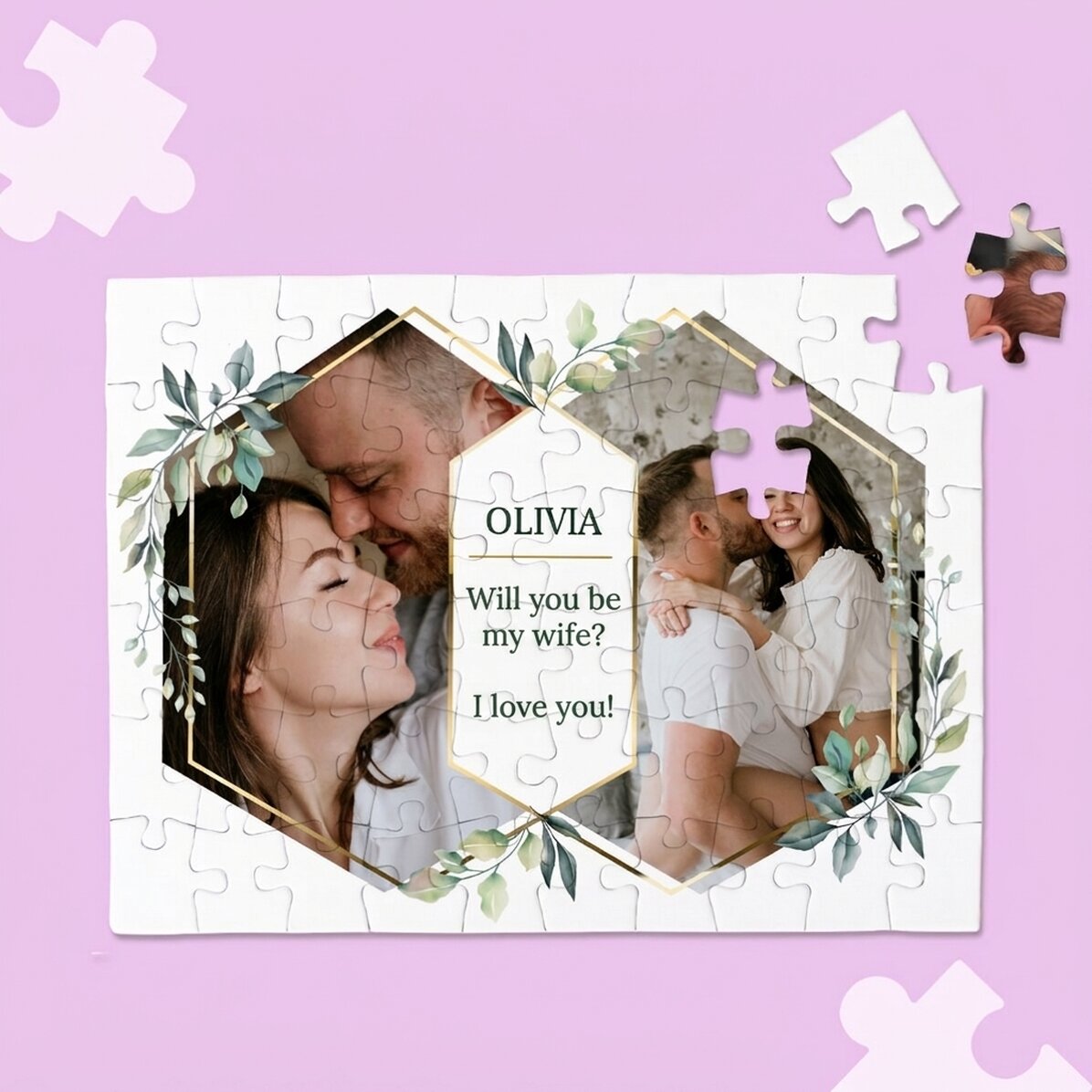 Puzzle personnalisé avec 2 photos et un message - Moments spéciaux