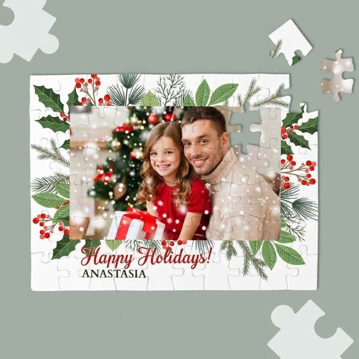 Puzzle personnalisé avec une photo et un texte - Un Noël de conte de fées