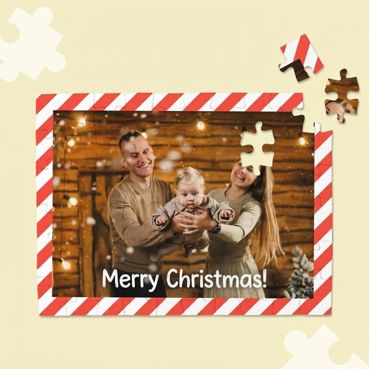 Gepersonaliseerde puzzel met een foto en tekst - Vrolijk Kerstfeest