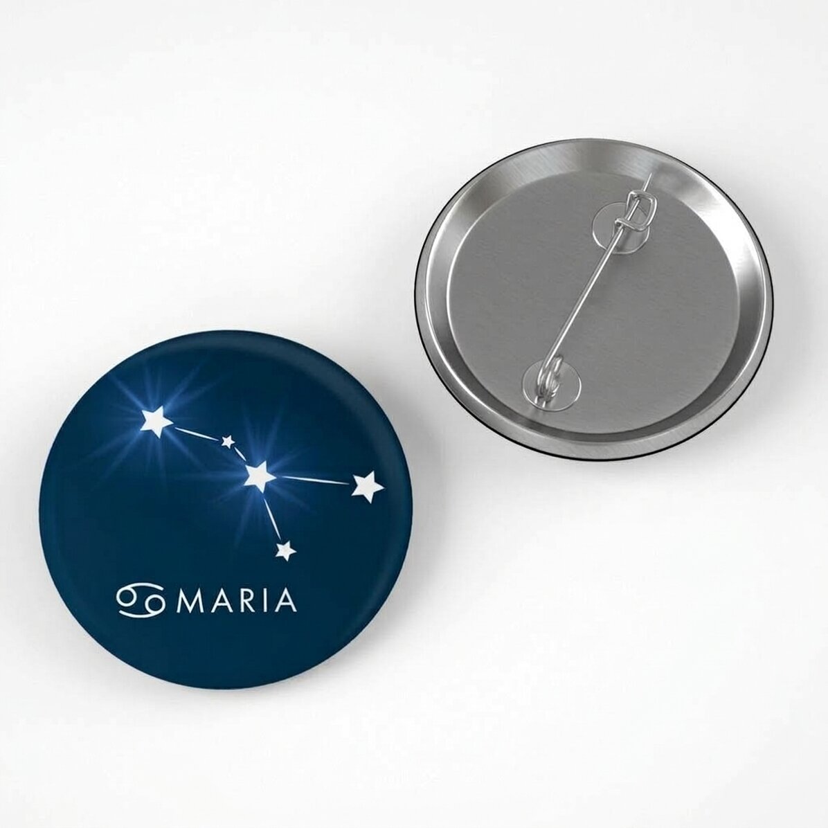 Gepersonaliseerde button met naam - Sterrenbeeld Kreeft