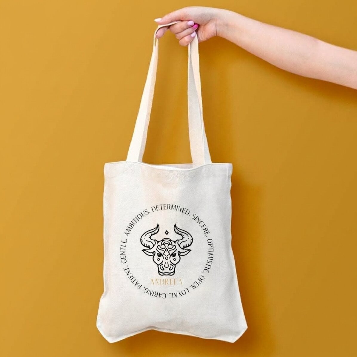 Gepersonaliseerde tas met tekst - Sterrenbeeld Stier