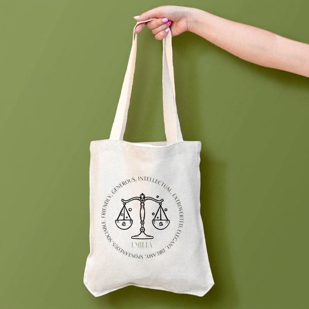 Gepersonaliseerde tas met tekst - Sterrenbeeld Weegschaal