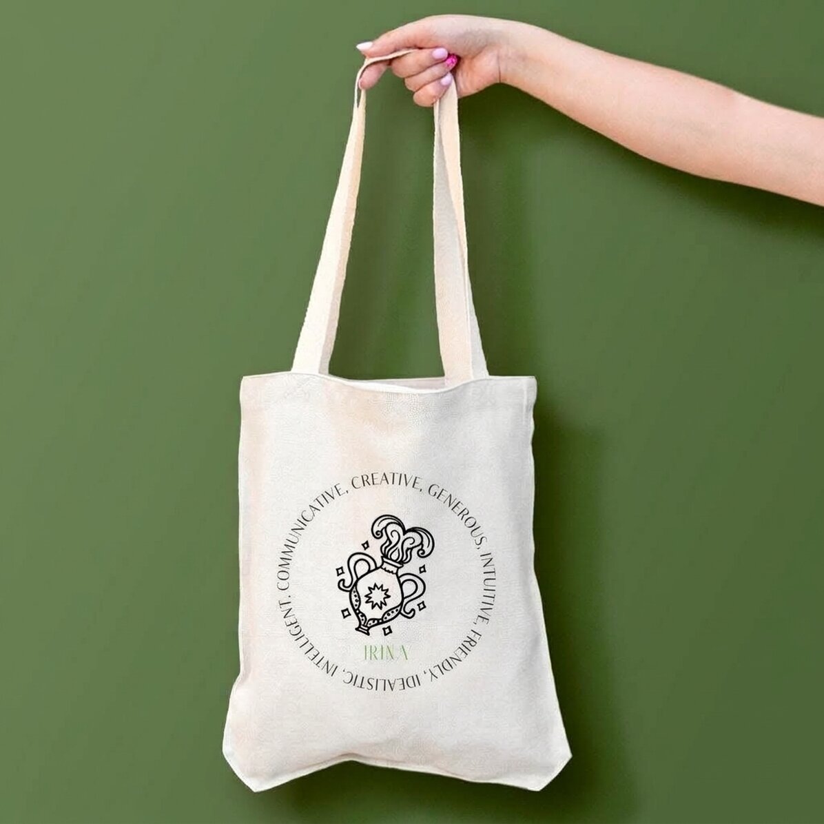 Gepersonaliseerde tas met tekst - Sterrenbeeld Waterman