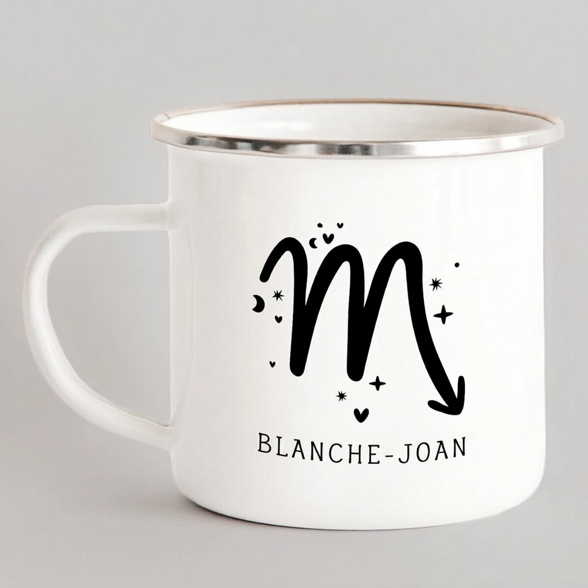 Tasse métallique émaillée personnalisée avec un message - Signe du Scorpion