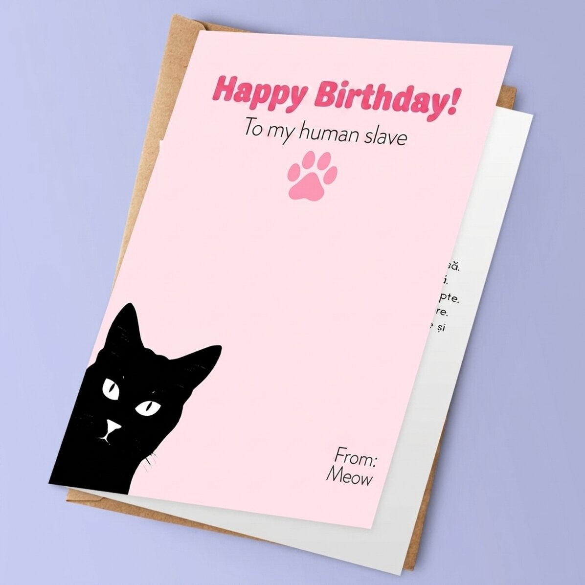 Gepersonaliseerde wenskaart met tekst - Brief van Meow
