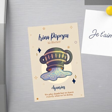 Aimant personnalisé 10 x 15 cm avec texte - Signe du Verseau