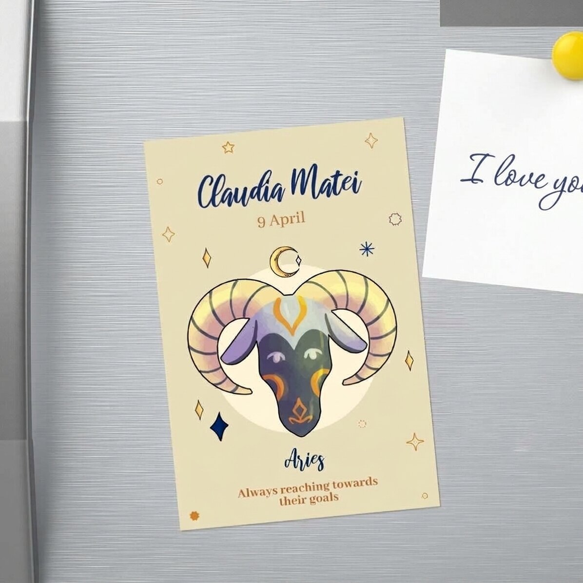 Gepersonaliseerde magneet van 10 x 15 cm met tekst – Sterrenbeeld Ram