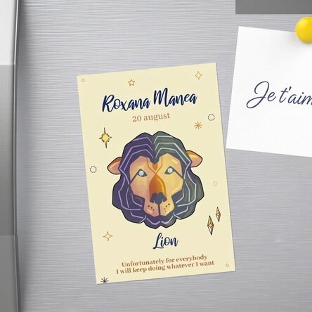 Aimant personnalisé 10 x 15 cm avec texte - Signe du Lion