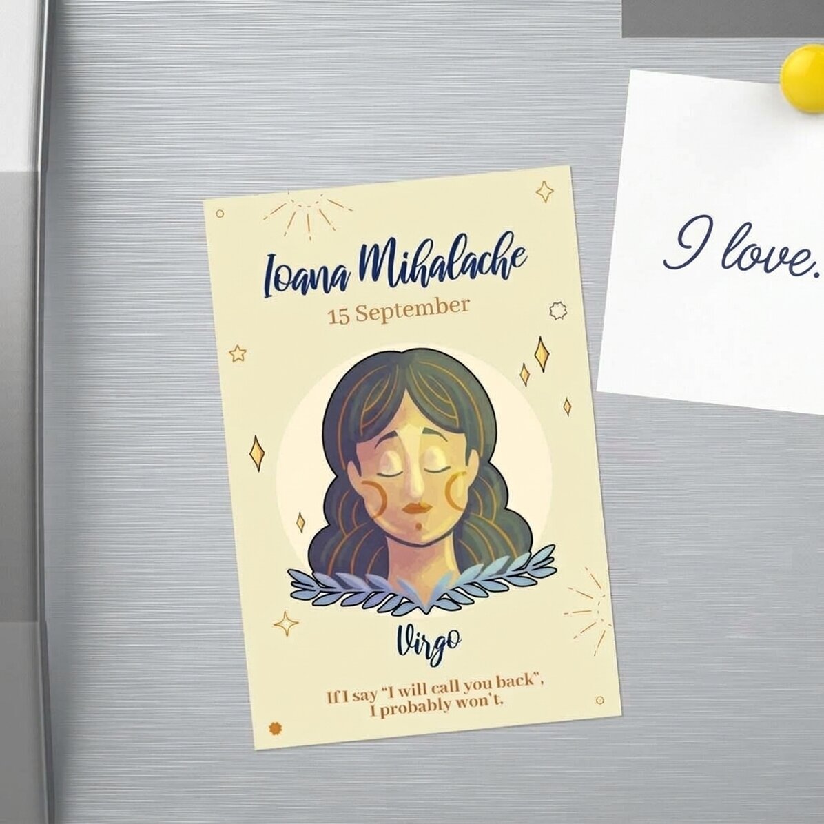 Gepersonaliseerde magneet van 10 x 15 cm met tekst – Sterrenbeeld Maagd