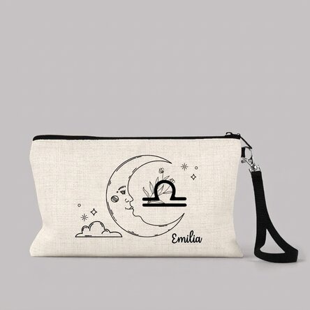Trousse de maquillage personnalisée avec inscription - Signe du zodiaque : Balance