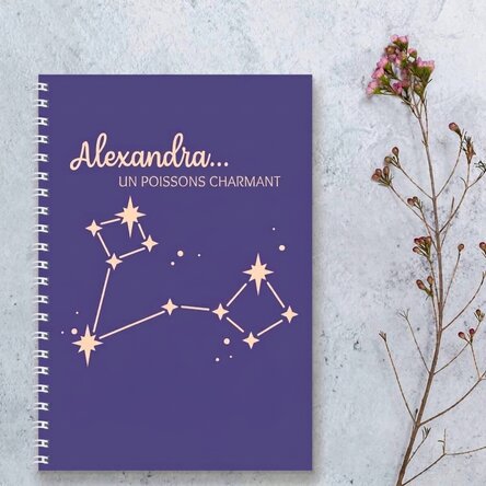 Carnet personnalisé avec inscription - Signe du Poisson