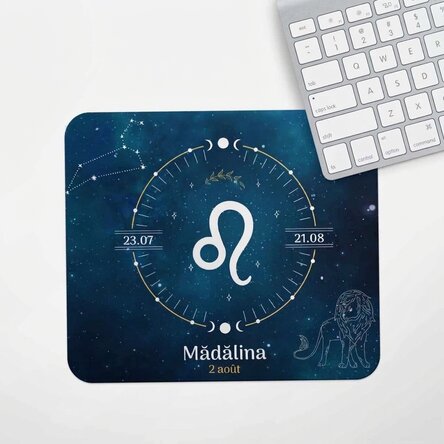 Tapis de souris personnalisé avec inscription - Signe du Lion