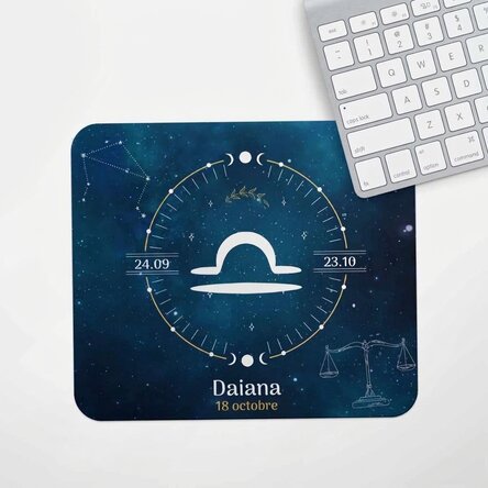 Tapis de souris personnalisé avec texte - Signe du zodiaque : Balance