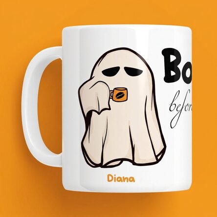 Gepersonaliseerde mok met tekst voor Halloween - Boo