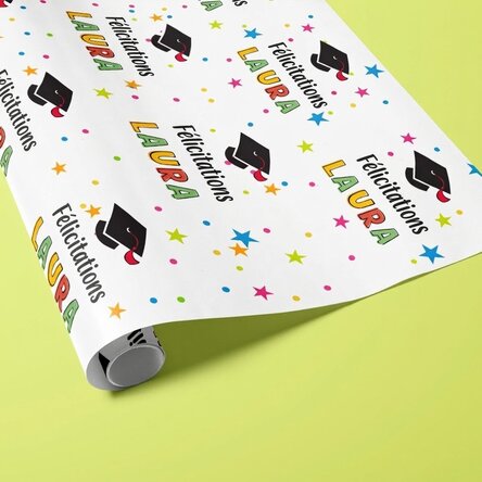 Papier d'emballage cadeau personnalisé avec un message - Remise des diplômes
