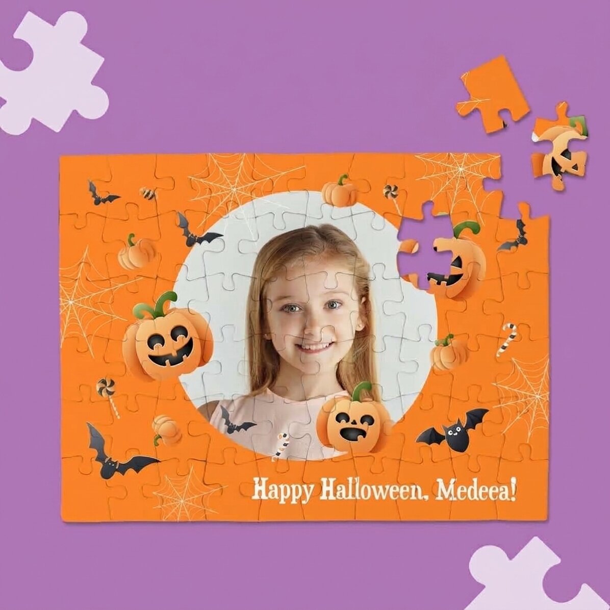 Gepersonaliseerde puzzel met een foto en een boodschap - Happy Halloween