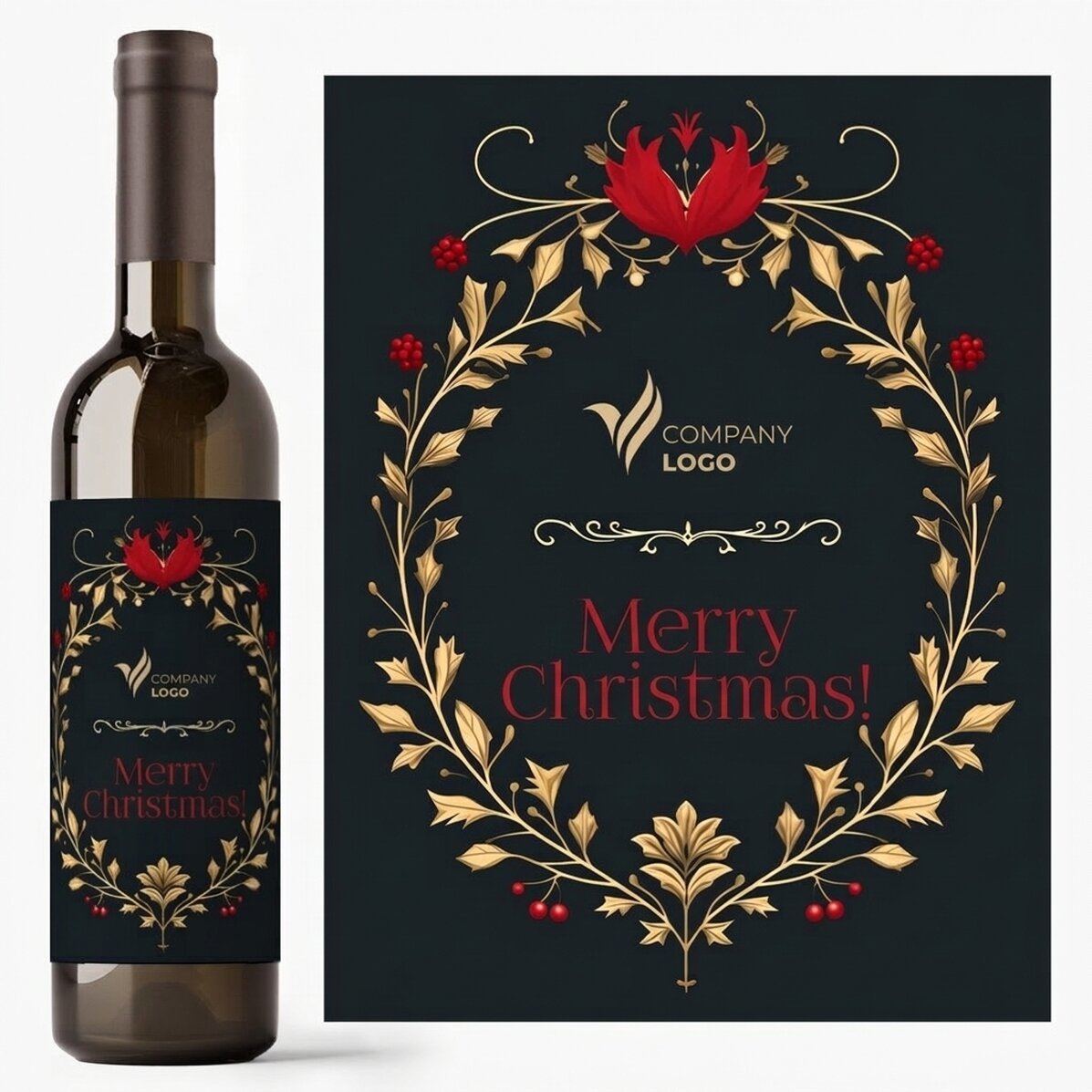 Vin personnalisé avec texte et logo - Joyeux Noël !