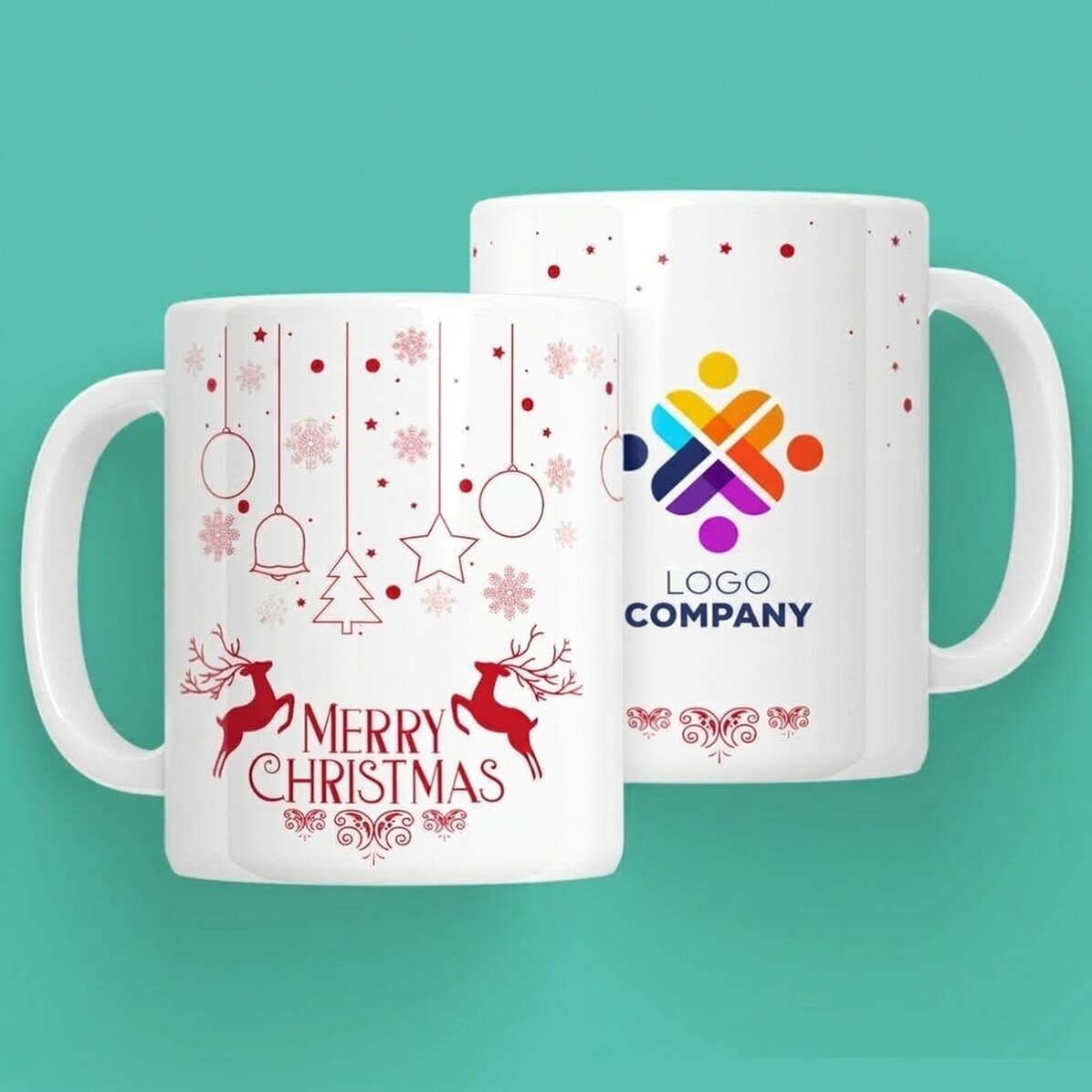Tasse personnalisée avec logo - Les rennes du Père Noël