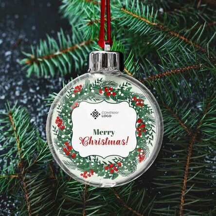Gepersonaliseerde kerstbal met logo en boodschap - Merry Christmas!