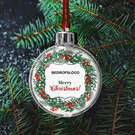 Gepersonaliseerde kerstbal met logo en boodschap - Merry Christmas!