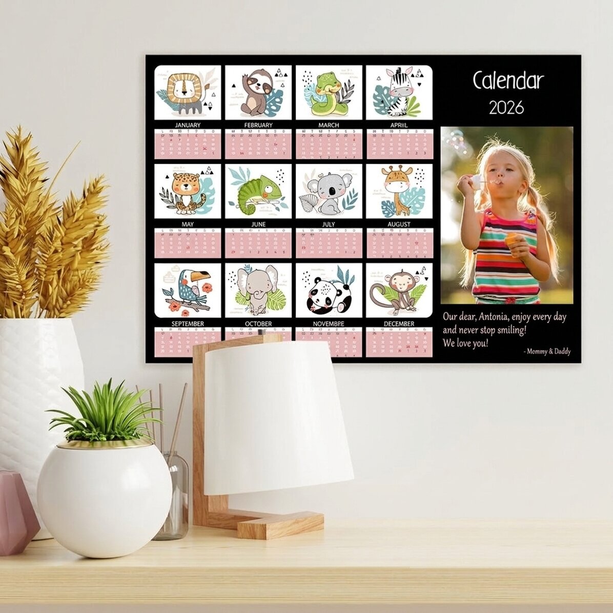 Affiche-calendrier personnalisée avec une photo et un message - Enfants